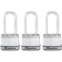 MASTER LOCK Candado Alta Seguridad [Llaves] [Acero Laminado] [Exterior] [Arco M] M1EURTRILH - Ideal para Portales…